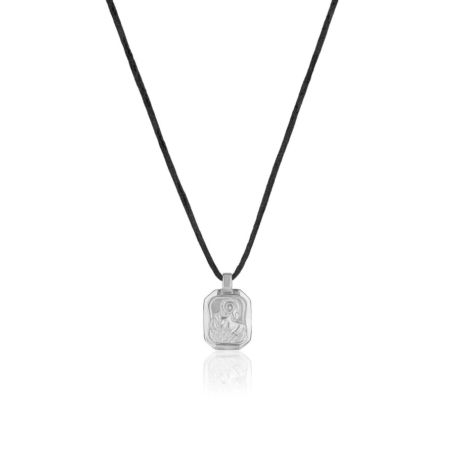 Aries Pendant Zodiac Birthstone Necklace in Silver
