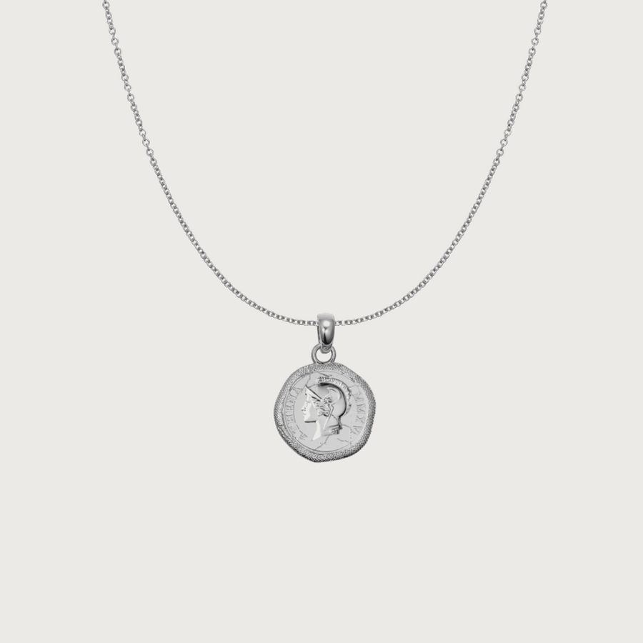 The Athena Coin Necklace Classic Chain in Silver