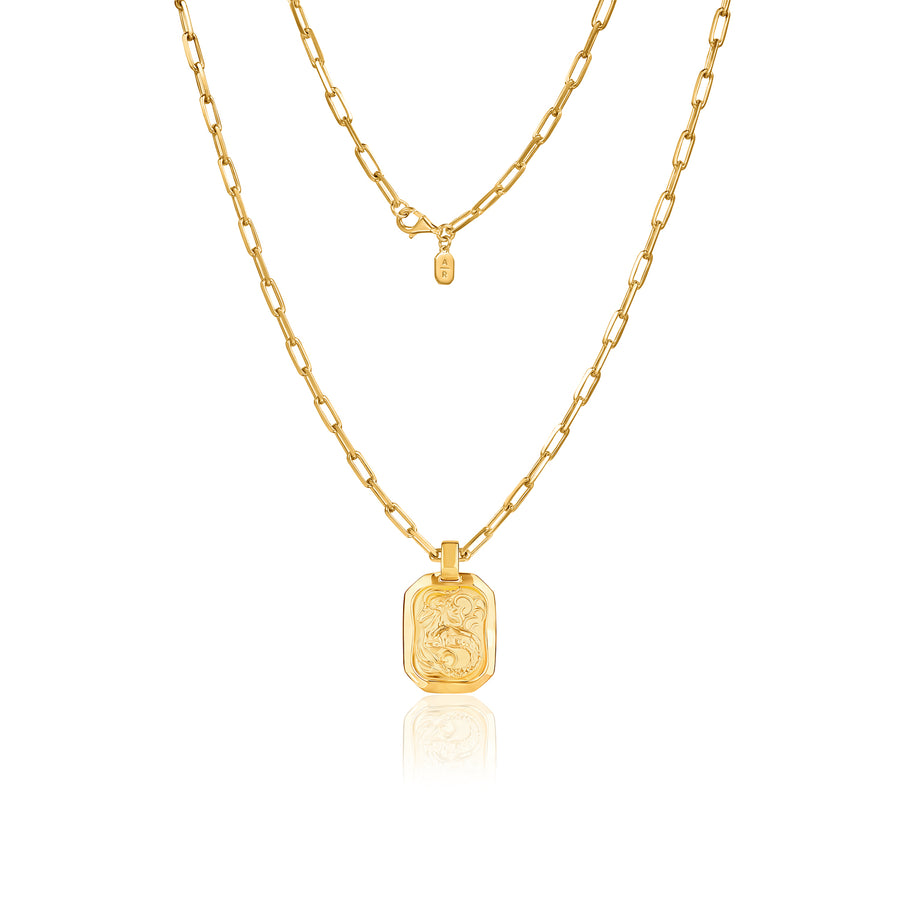 Capricorn Pendant Zodiac Birthstone Necklace in Gold