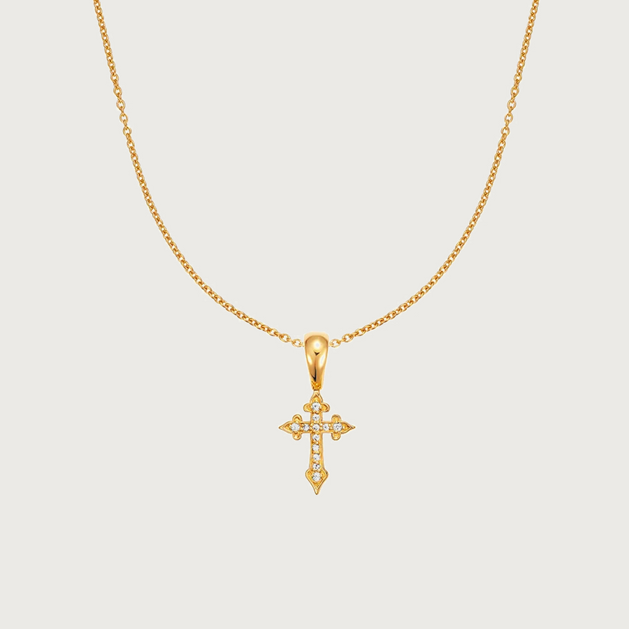 Madonna Cross Gold Necklace