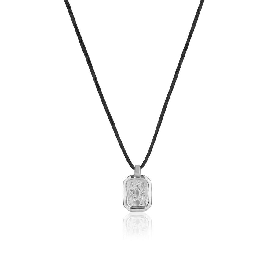 Gemini Pendant Zodiac Birthstone Necklace in Silver