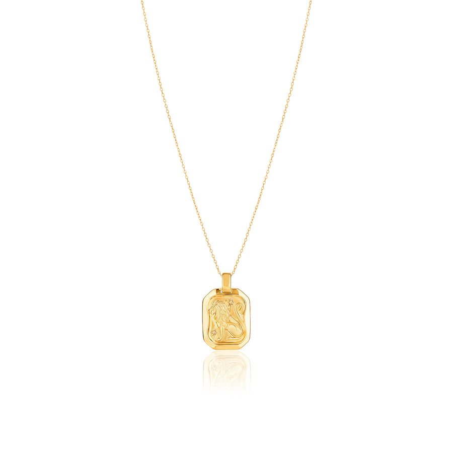 Leo Pendant Zodiac Birthstone Necklace in Gold