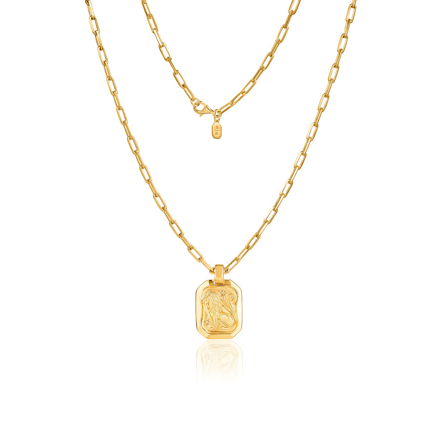 Leo Pendant Zodiac Birthstone Necklace in Gold