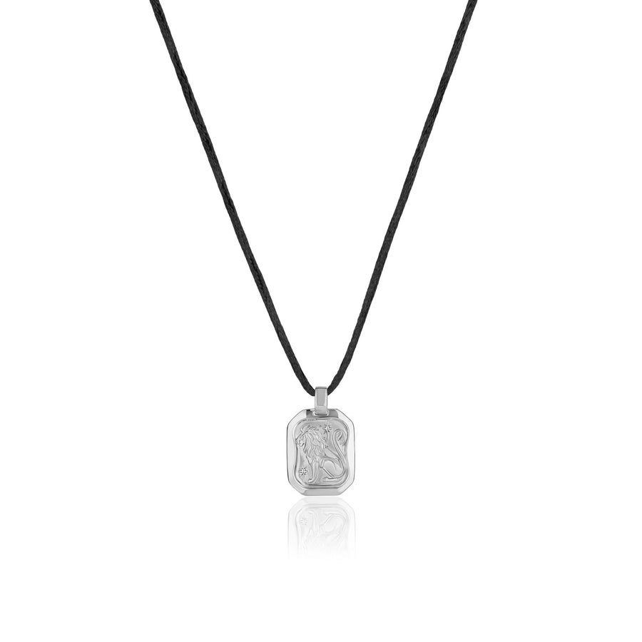 Leo Pendant Zodiac Birthstone Necklace in Silver