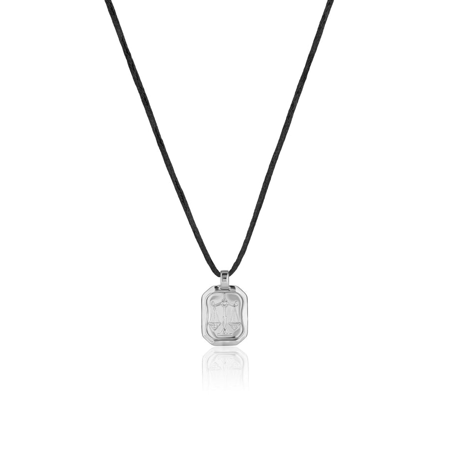 Libra Pendant Zodiac Birthstone Necklace in Silver