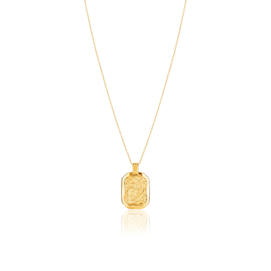 Pisces Pendant Zodiac Birthstone Necklace in Gold