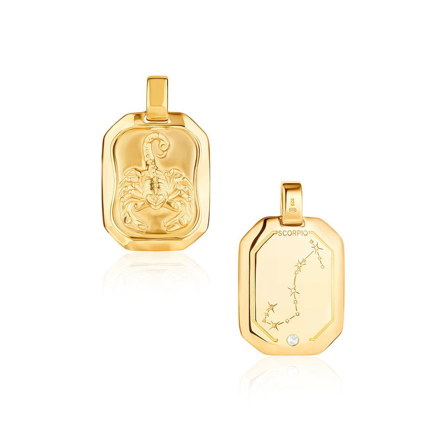 Scorpio Pendant Zodiac Birthstone Necklace in Gold