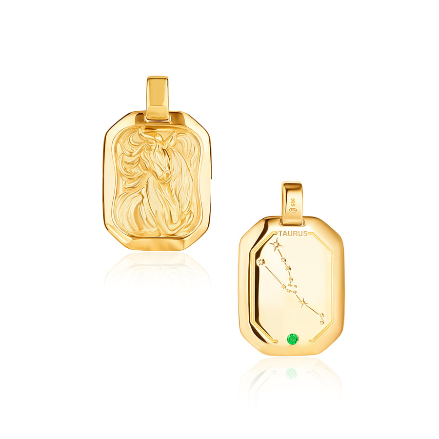Taurus Pendant Zodiac Birthstone Necklace in Gold