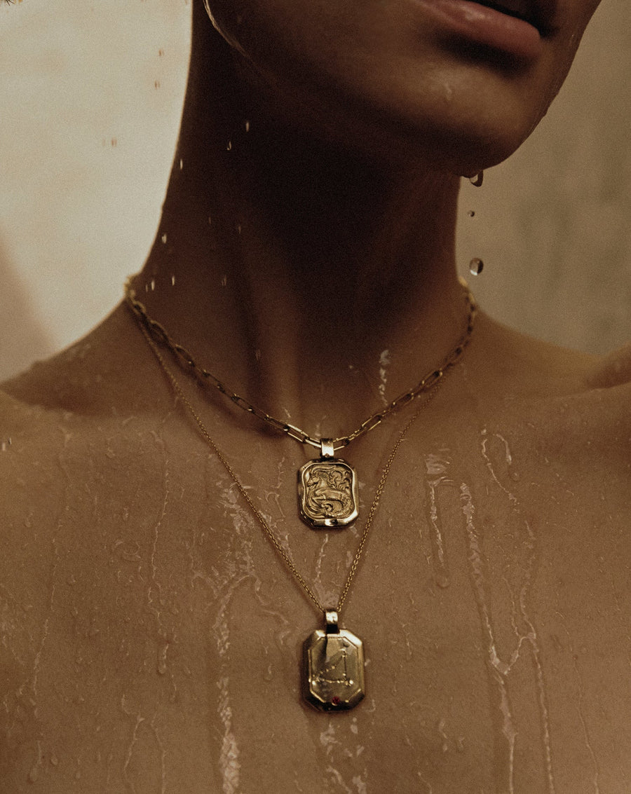 Libra Pendant Zodiac Birthstone Necklace in Gold
