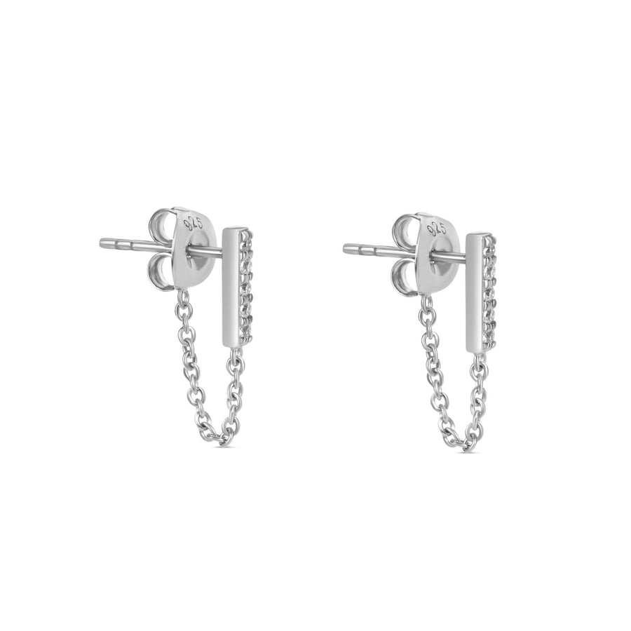 The Ashley Line Chain Earrings Silver