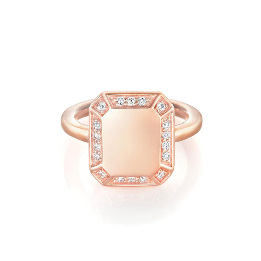 Emerald Ring Rose Gold with Diamond Pave