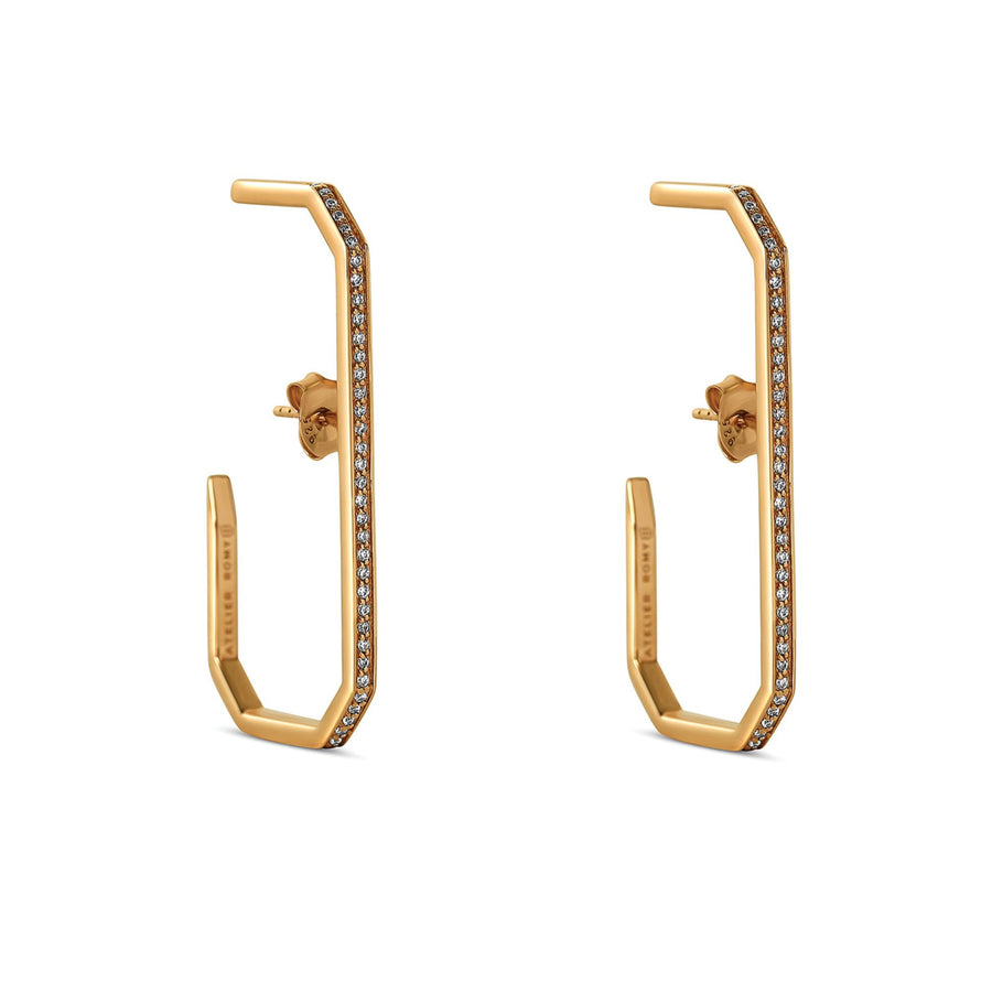The Lara L Earrings Yellow Gold with Pave