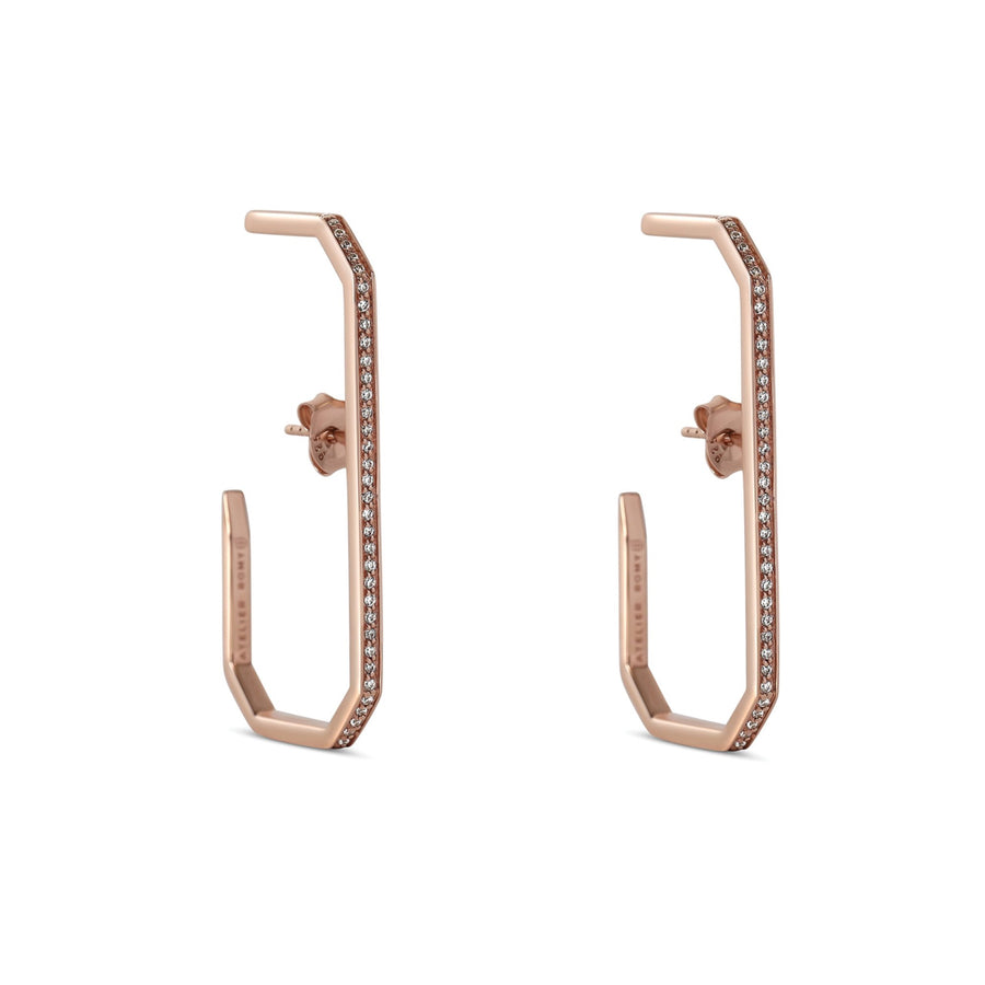 The Lara L Earrings Rose Gold with Pave