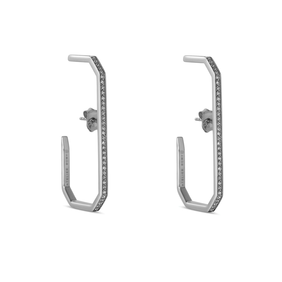 The Lara L Earrings Silver with Pave