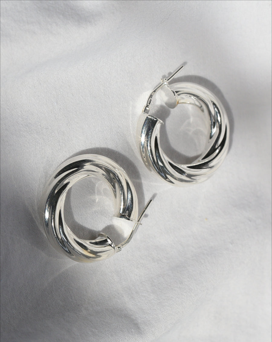 Meringue Silver Hoop Earrings