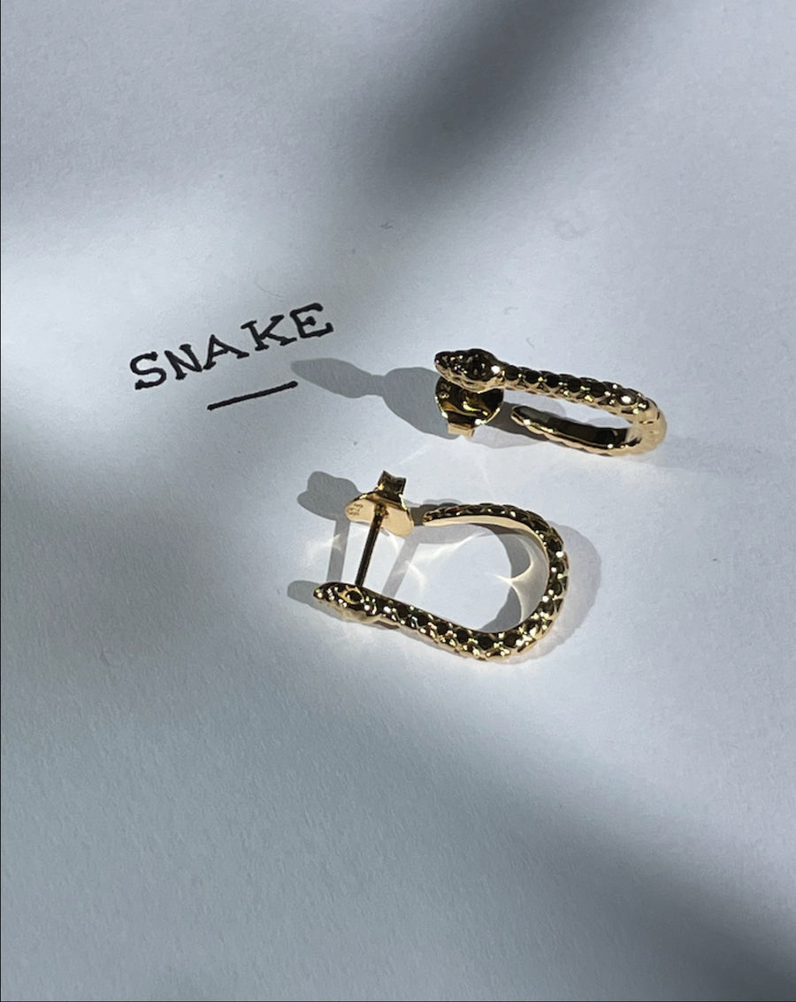 Snake Gold Hoop Earrings