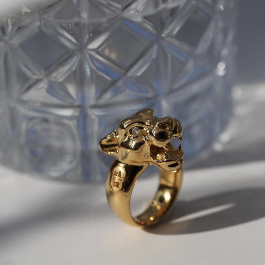 Leopard Ring with Diamond Eyes